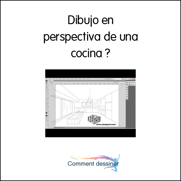 Dibujo en perspectiva de una cocina